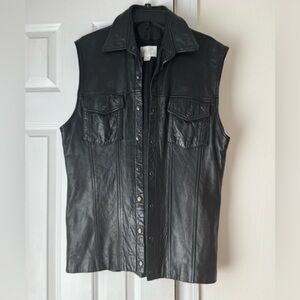 Vakko Black leather vest size M